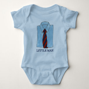 Little Man Blue Shirt Tie Herrkläder Mode Boy Tee Shirt