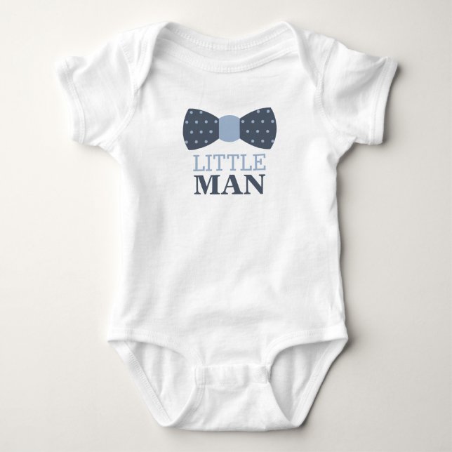 Little Man Bow Tie Baby Bodydräkt i marinen och Gr Tee Shirt (Framsida)
