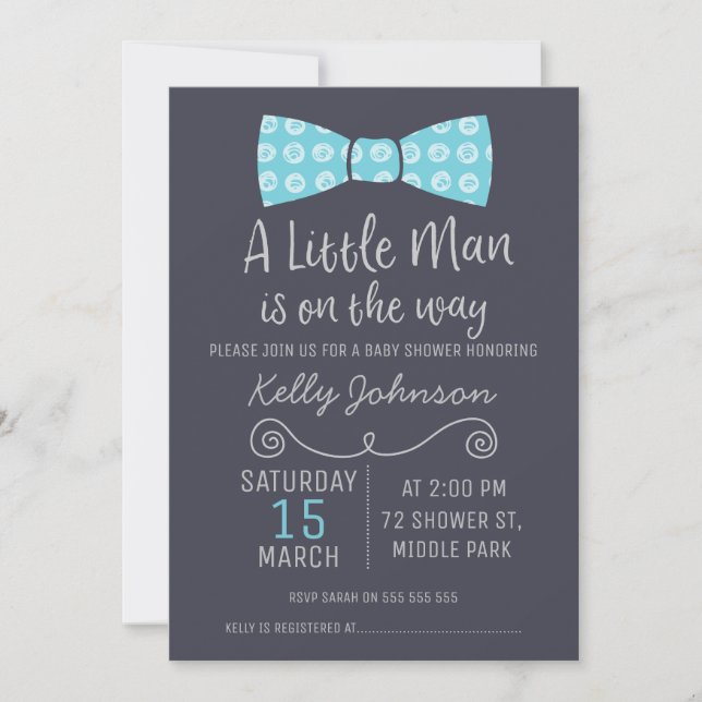 Little Man Bow Tie Baby Shower-inbjudan Inbjudningar (Framsida)