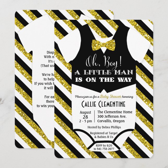 Little Man Bow Tie Baby Shower-inbjudan Inbjudningar (Fram/baksida)