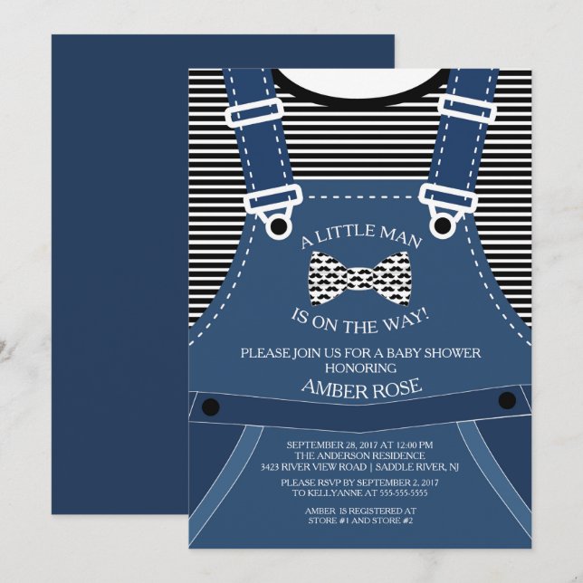 Little Man Bow Tie Baby Shower-inbjudan Inbjudningar (Fram/baksida)