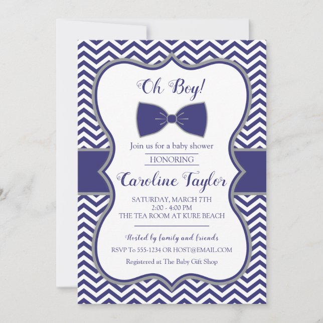 Little Man Bow Tie Baby Shower-inbjudan Inbjudningar (Framsida)