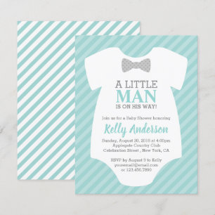Little Man Boy Baby Shower-inbjudan - Blue Inbjudningar
