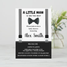 Little Man Boy Black Grått Bow Tie babydusch