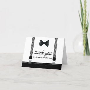 Little Man Boy Black Grått Bow Tie babydusch Tack Kort