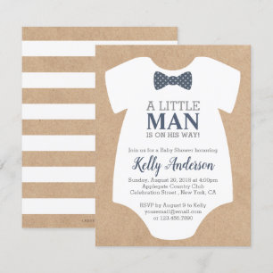 Little Man Boy Shower-inbjudan - Kraft Card Inbjudningar