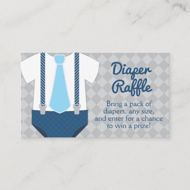Little Man Diaper Raffle Baby Shower Tilläggskort (Framsida)