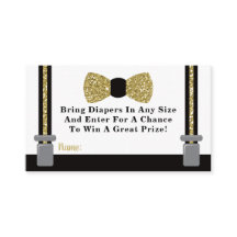 Little Man Diaper Raffle Biljett, Guld, Black