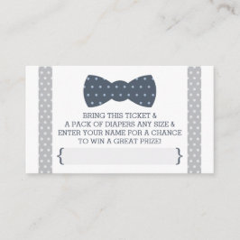 Little Man Diaper Raffle Biljett, Navy Blue, Grått Tilläggskort