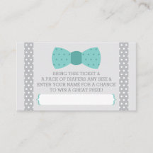 Little Man Diaper Raffle Biljett, Teal, Grått