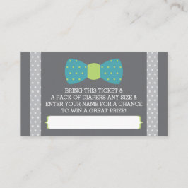 Little Man Diaper Raffle Biljett, Teal, Lime, Gråt Tilläggskort