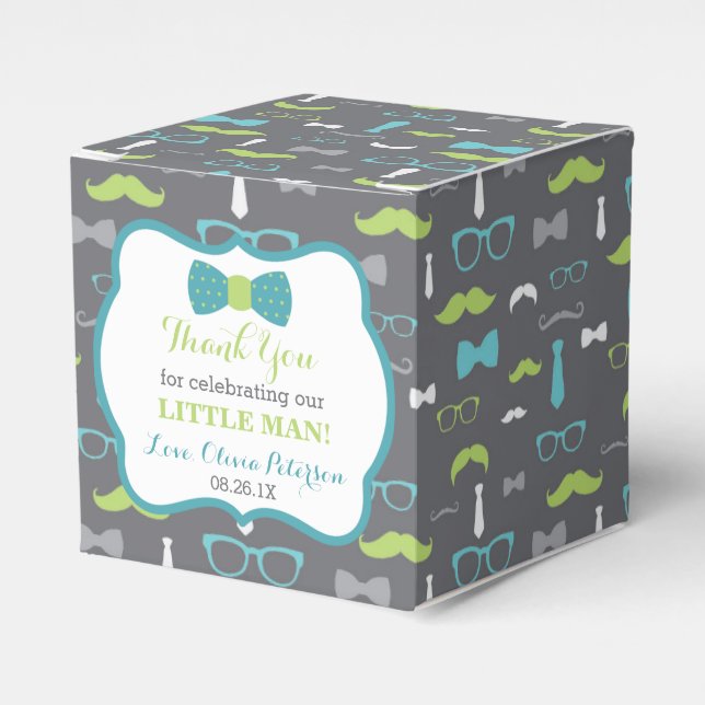 Little Man Favor Box, Baby Shower Presentaskar (Framsidan Sidan)