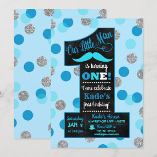 Little Man First Birthday-inbjudan Chalkboard Inbjudningar