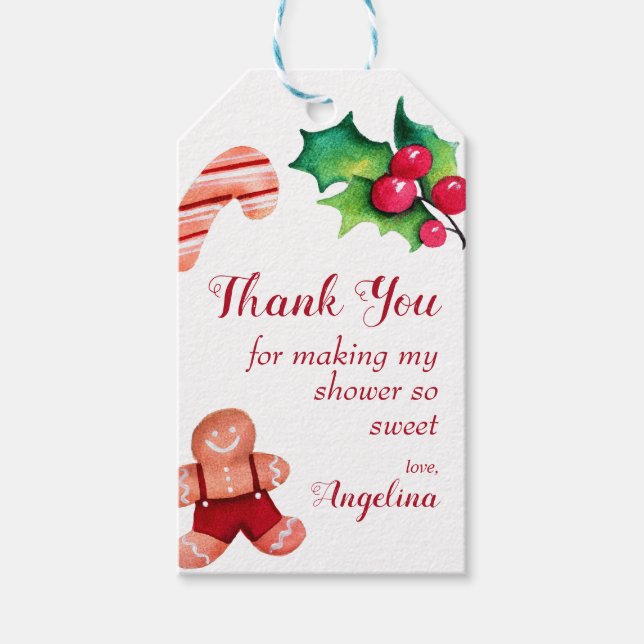 Little Man Gingertea jul Baby Shower Favor Presentetikett (Framsidan)
