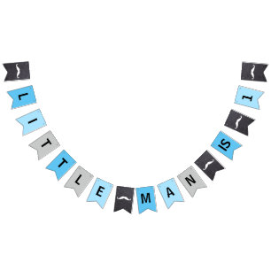 "LITTLE MAN IS 1" - FÖRSTA BIRTHDAY-Blue Vimplar