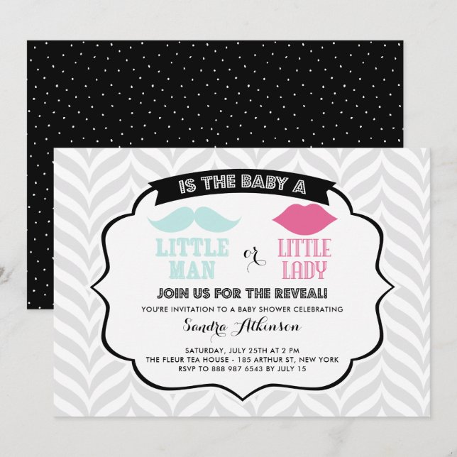 Little Man Little Dam Gender Reveal Baby Shower Inbjudningar (Fram/baksida)