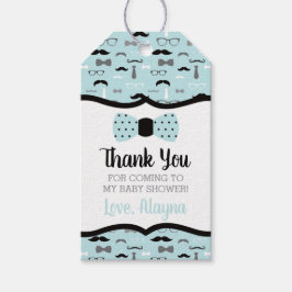 Little Man Märkre, Blue, Black, Bow Tie Presentetikett