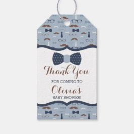 Little Man Märkre, Blue, Brown, Bow Tie Presentetikett