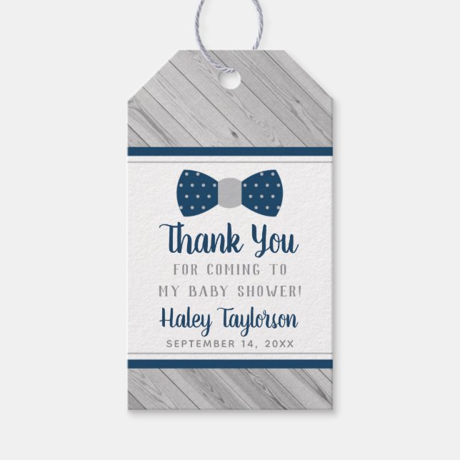 Little Man Märkre, Blue, Grått, Bow Tie Presentetikett (Framsidan)