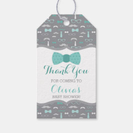 Little Man Märkre, Teal, Grått, Bow Tie Presentetikett