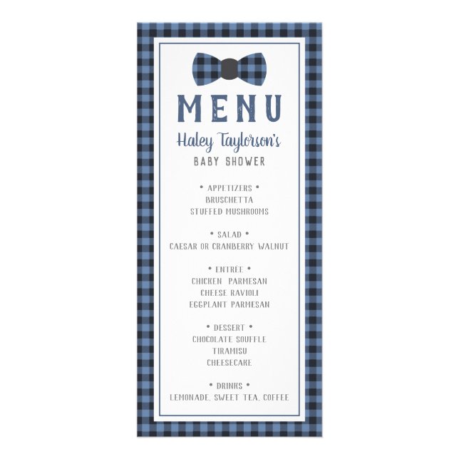 Little Man Menu Card, Baby Shower Reklamkort (Framsidan)