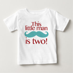 Little Man Mustache 2nd Birthday Shirt Red & Aqua Tee Shirt