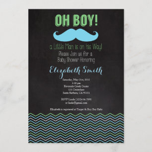 Little Man Mustache Baby Shower-inbjudan Chalkb Inbjudningar