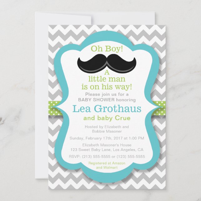 Little Man Mustache Baby Shower-inbjudan Inbjudningar (Framsida)