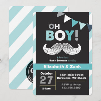 Little Man Mustache Baby Shower-inbjudan Inbjudningar