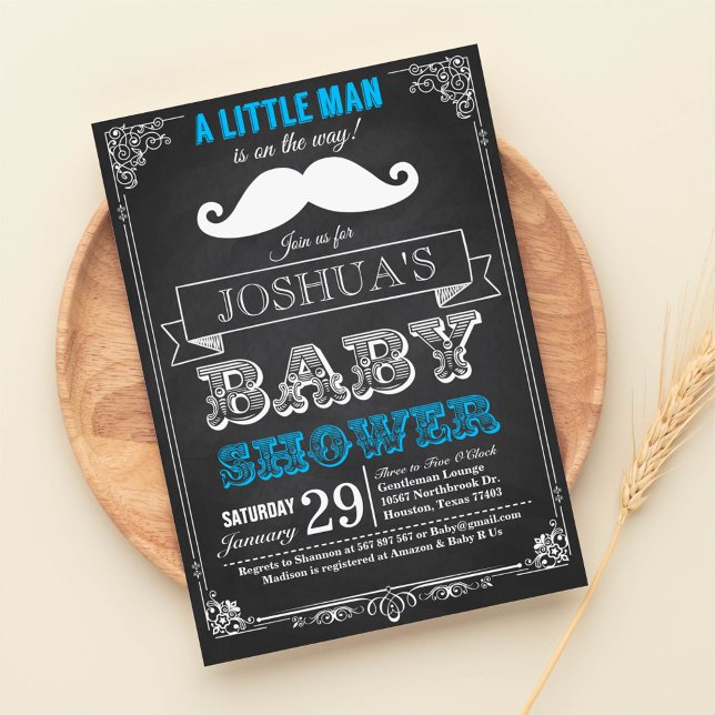 Little Man Mustache Bash Baby Shower-inbjudan Inbjudningar (Skapare uppladdad)