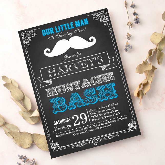 Little Man Mustache Bash Birthday-inbjudan Inbjudningar (Skapare uppladdad)