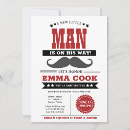 Little Man Mustache Bash Boy Baby Shower Inbjudningar