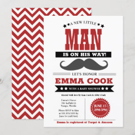 Little Man Mustache Bash Boy Baby Shower Inbjudningar
