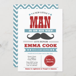 Little Man Mustache Bash Boy Baby Shower Inbjudningar