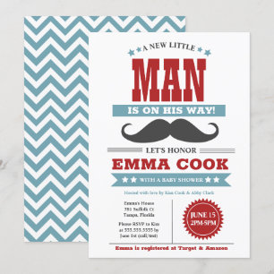Little Man Mustache Bash Boy Baby Shower Inbjudningar