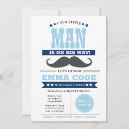 Little Man Mustache Bash Boy Baby Shower Inbjudningar