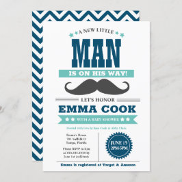 Little Man Mustache Bash Boy Baby Shower Inbjudningar