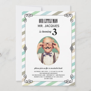Little Man Mustache Bash Boy Födelsedagsfest Inbju Inbjudningar