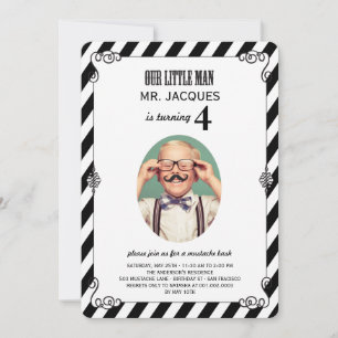 Little Man Mustache Bash Boy Födelsedagsfest Inbju Inbjudningar