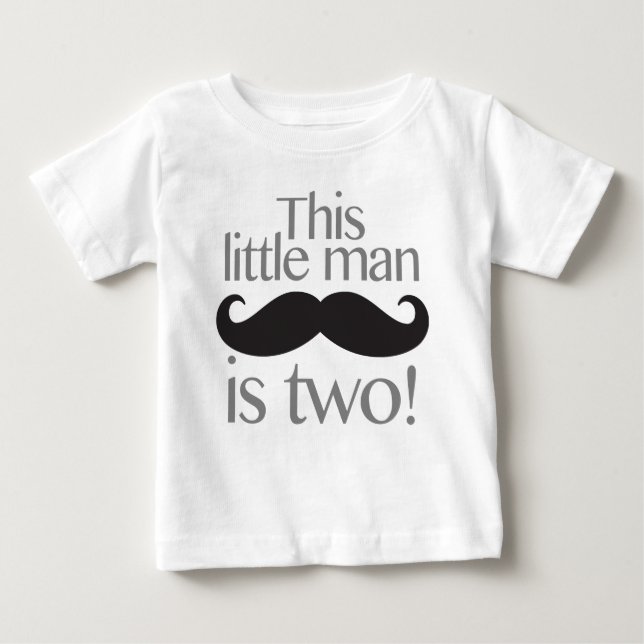 Little Man Mustache Birthday Shirt Grått & Black Tee Shirt (Framsida)