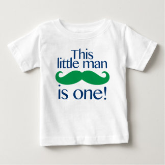 Little Man Mustache Birthday Shirt Navy & Grönt Tee