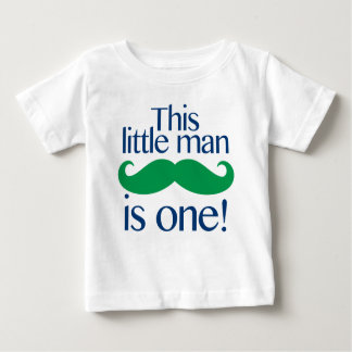 Little Man Mustache Birthday Shirt Navy & Grönt Tee Shirt