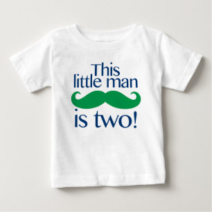 Little Man Mustache Birthday Shirt Navy & Grönt Tee Shirt