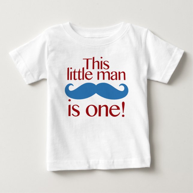 Little Man Mustache Birthday Shirt Red & Blue Tee Shirt (Framsida)