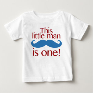 Little Man Mustache Birthday Shirt Red & Blue Tröja