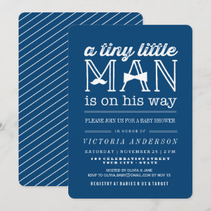 Little Man Mustache Bow Tie Boy Shower Inbjudan