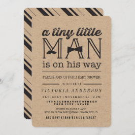 Little Man Mustache Bow Tie Kraft Boy Shower Inbjudningar