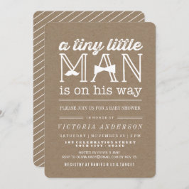 Little Man Mustache Bow Tie Rustic Boy Shower Inbjudningar