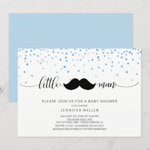 Little Man Mustache Boys Baby Shower Inbjudningar