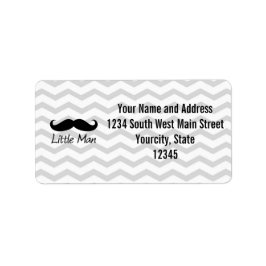 Little Man Mustache Chevron Cute Boys Adressetikett